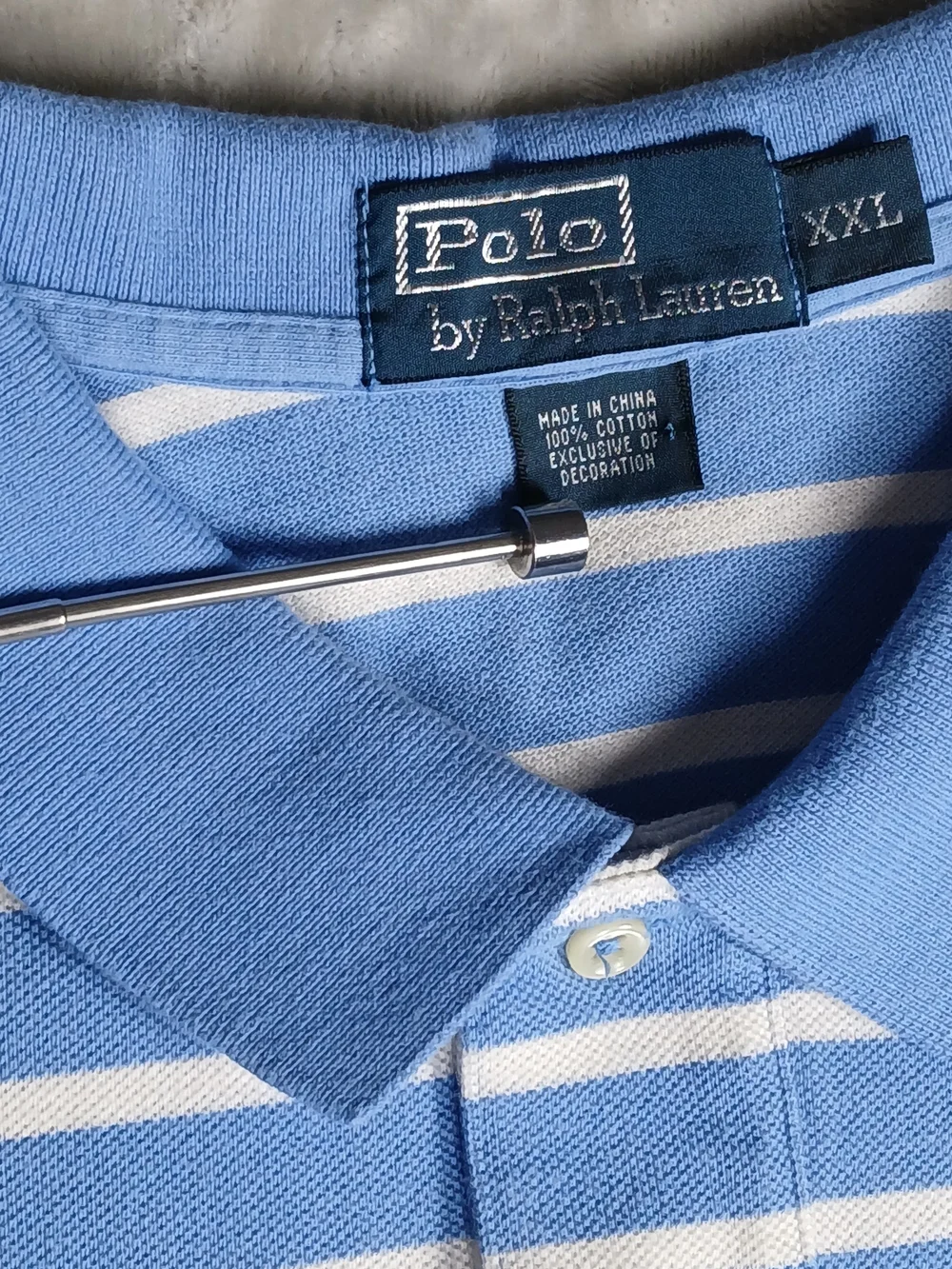 Polo Ralph Lauren Polo Shirt XXL Men's Blue & White Striped 2XL